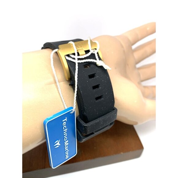 Technomarine Men's Watch TM-222081 Chronograph Quartz Gold Black Rubber Strap - Picture 11 of 15